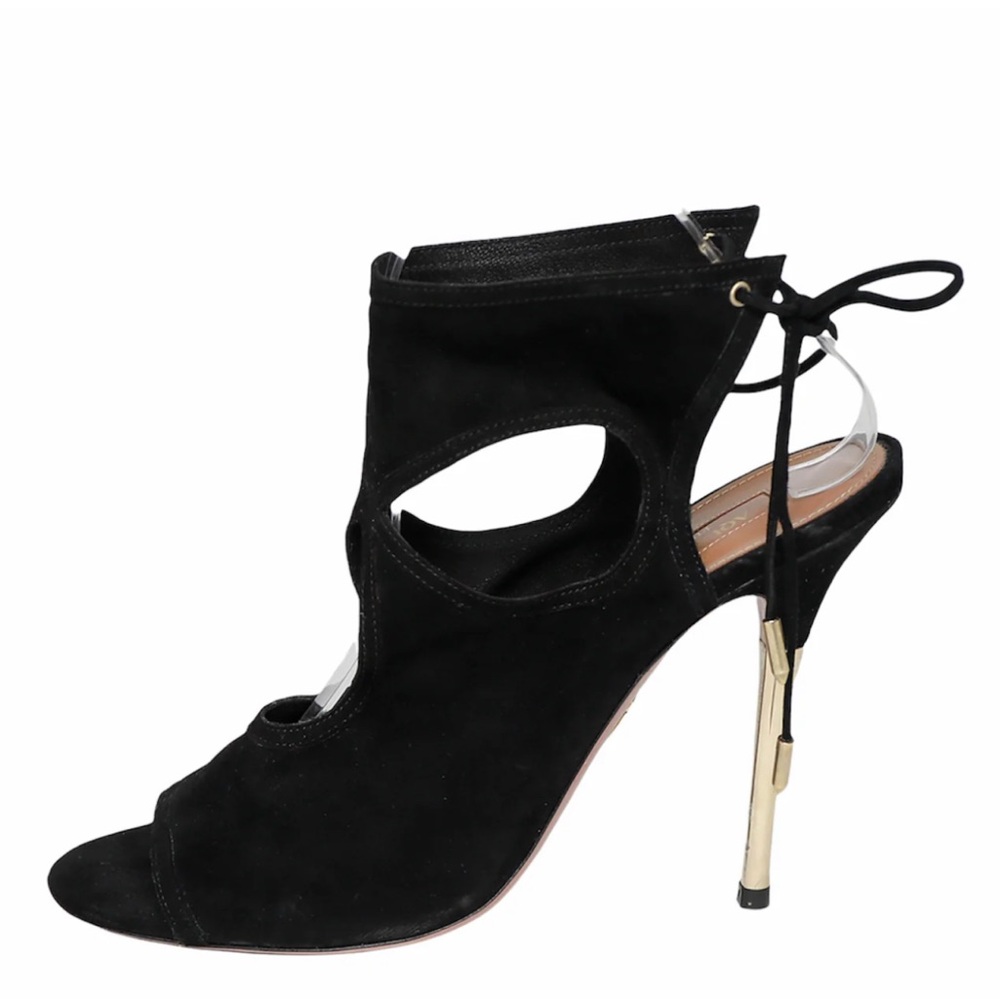 Aquazzura Black Suede Sexy Thing 105 Sandals